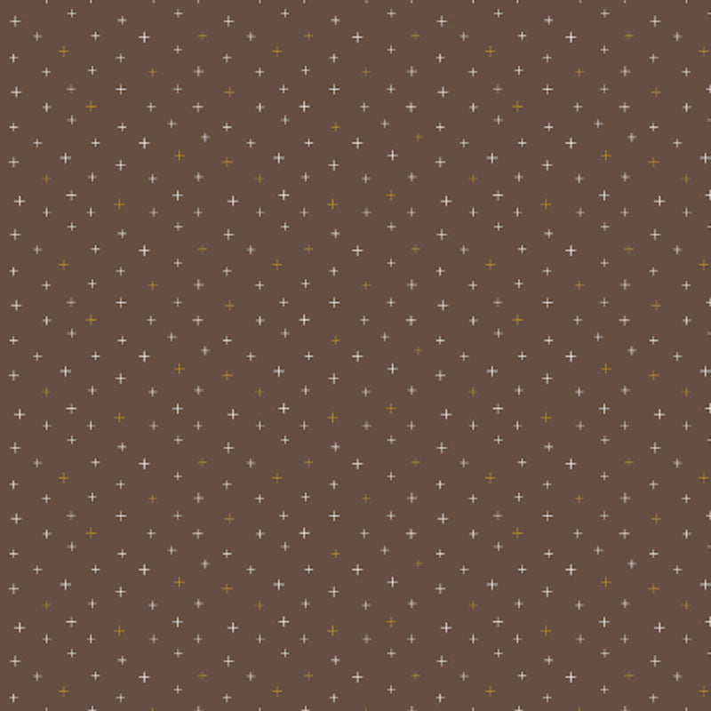 Cotton + Steel Basics -Be Positive - Chocolate Brown Metallic