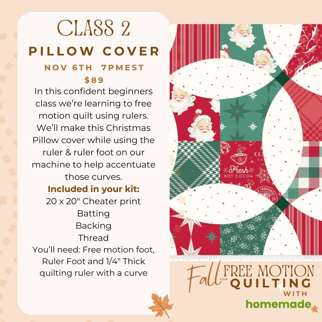 Fall for Free Motion Class 2 - Christmas Pillow