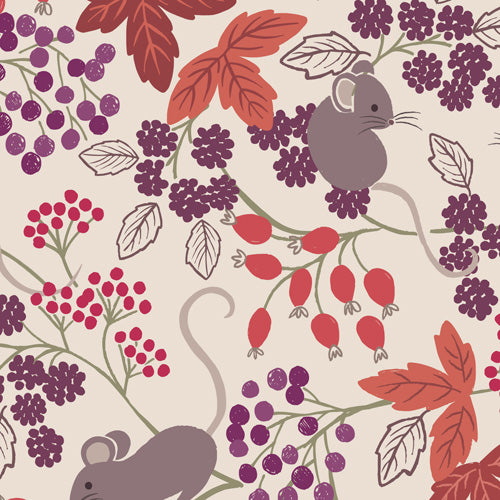 Autumn Fields - Mice with Berries on Cream