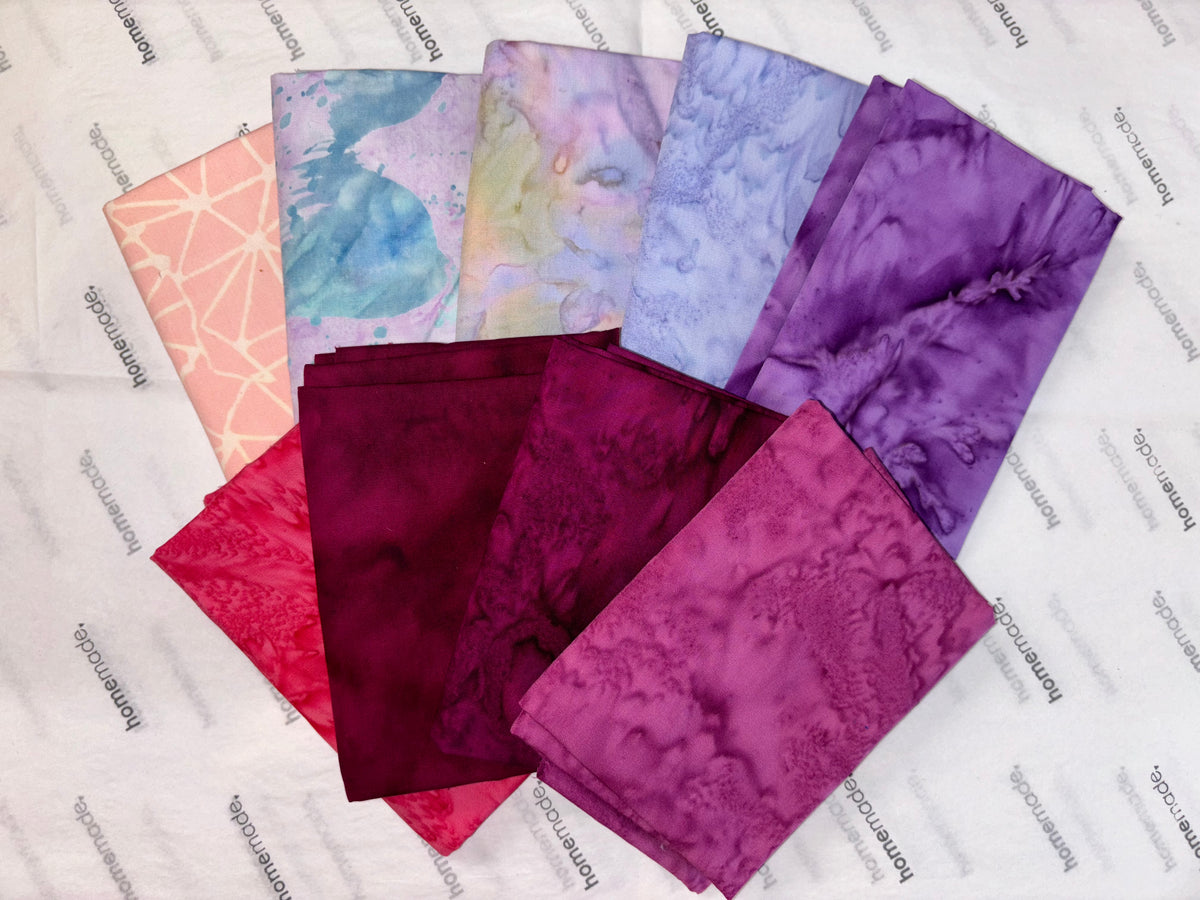 Batiks - 9 Fat Quarters (Pink/Purple Bundle)