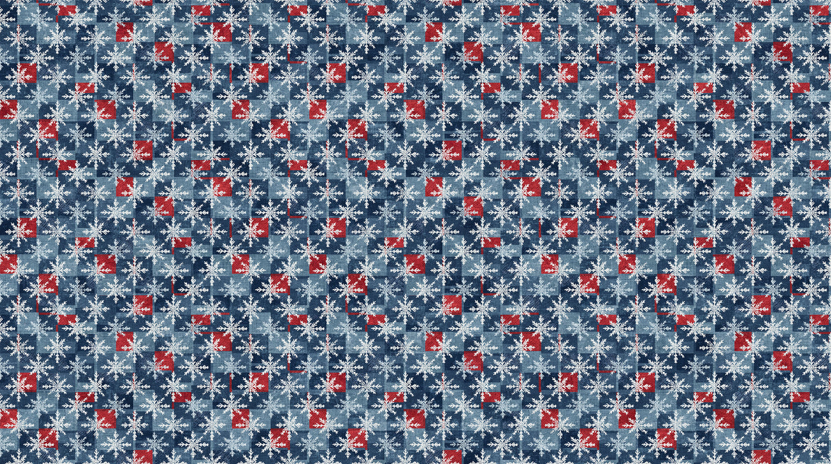 Village Folk - Light Blue Snowflake Grid