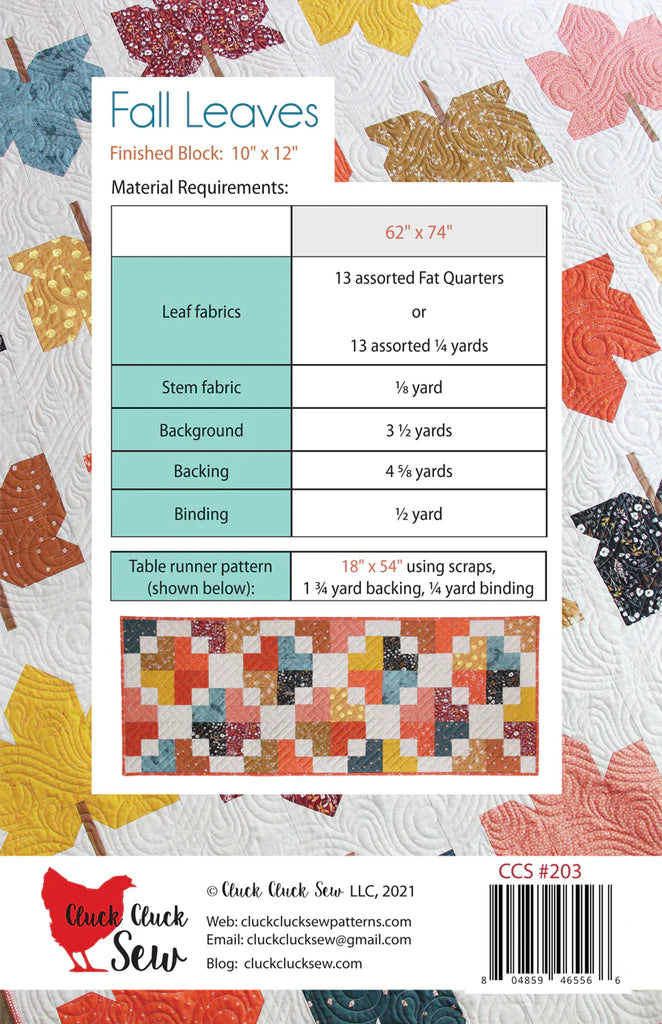 Fall Leaves - Quilt pattern from Cluck Cluck Sew