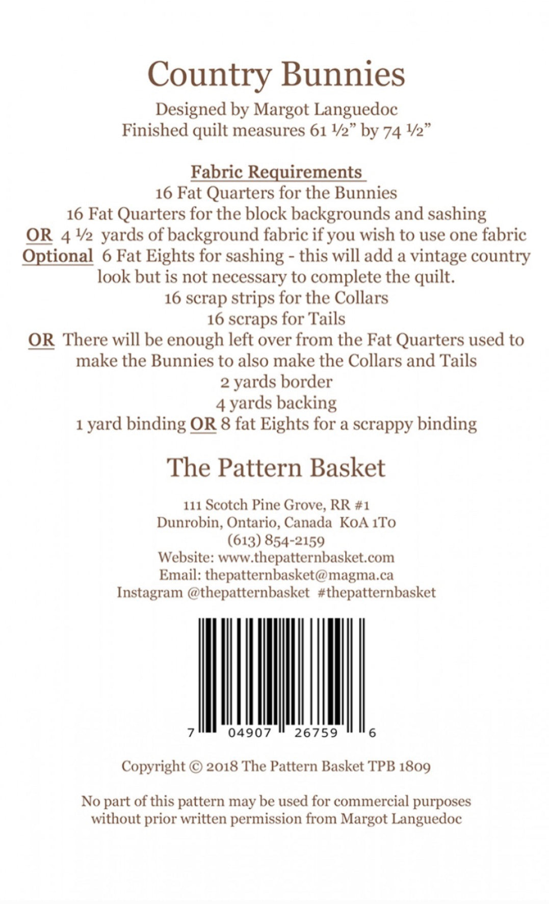 Country Bunnies Quilt Pattern - The Pattern Basket