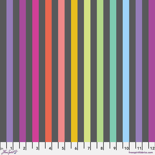 Tula Pink True Colors Graywork - Disco Stripe ~ Carbon