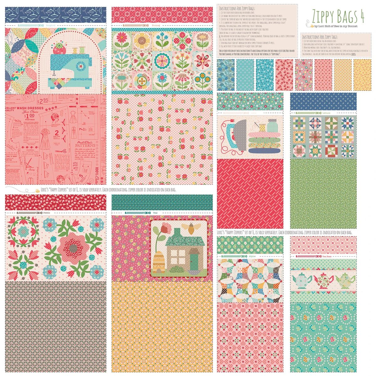 Lori Holt Home Dacor - Zippy Bags 4 ~ Panel 58”