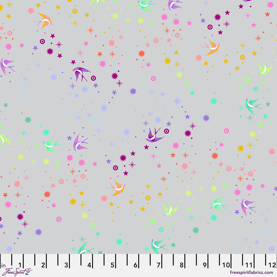Tula Pink True Colors Graywork - Fairy Dust ~ Fog