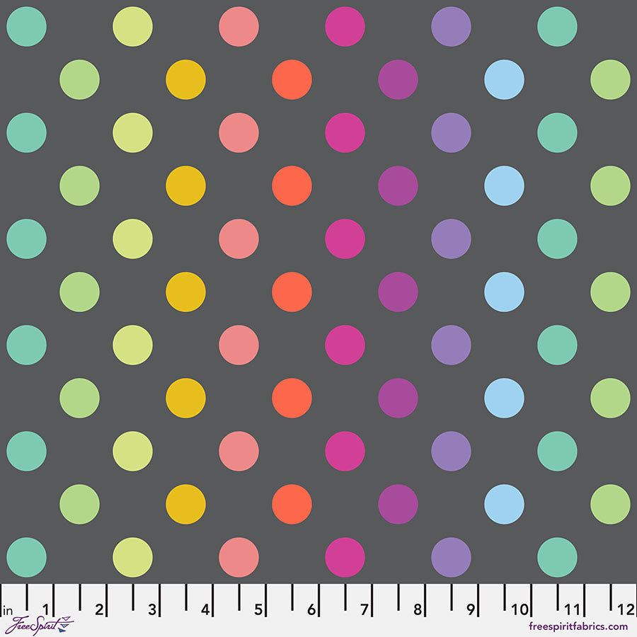 Tula Pink True Colors Graywork - Disco Poms ~ Carbon