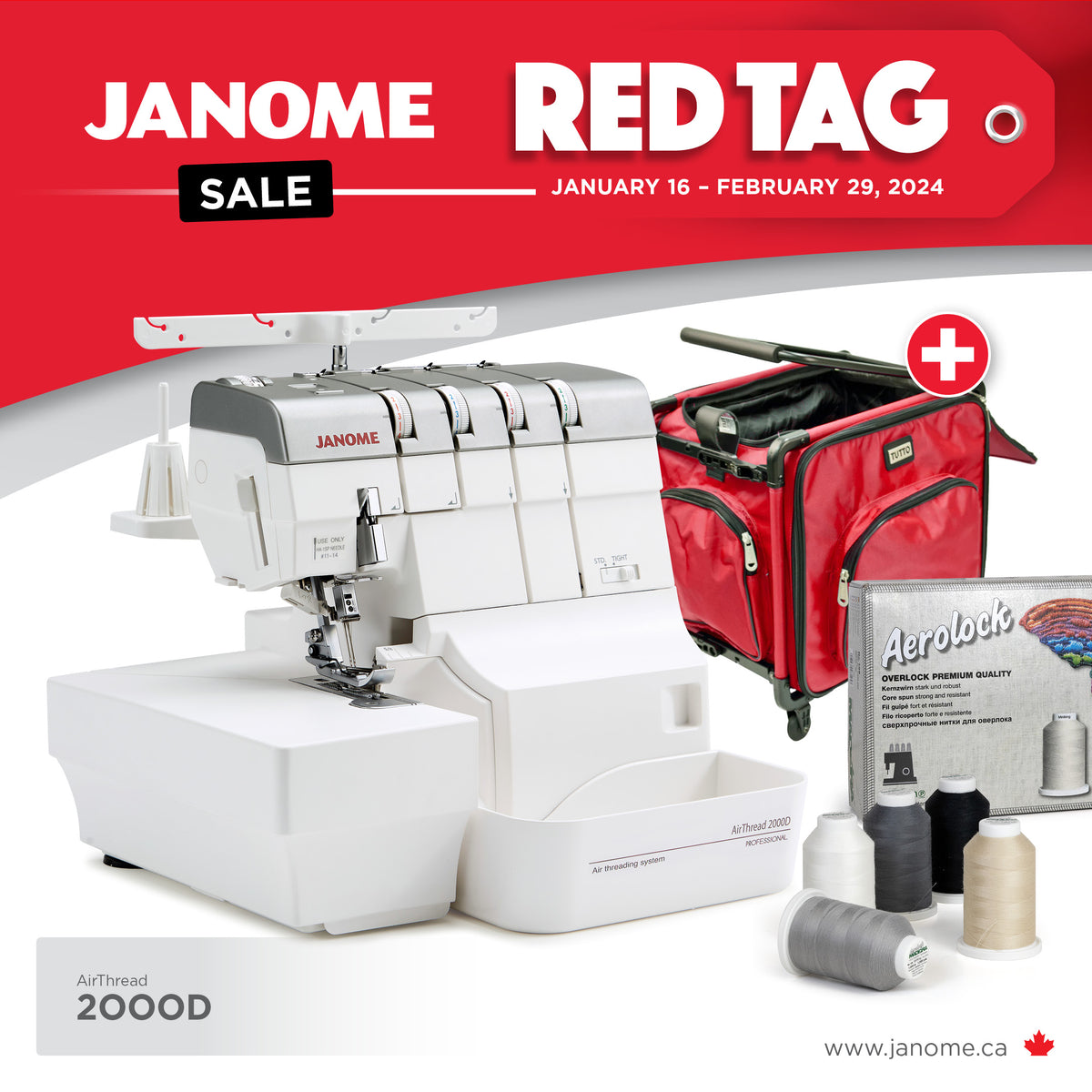 Janome AirThread 2000D Serger with RED TAG BONUS BUNDLE