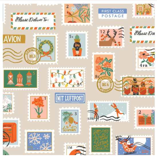 Holiday Classics | Rifle Paper Co - Holiday Stamps in Cream (Canvas)
