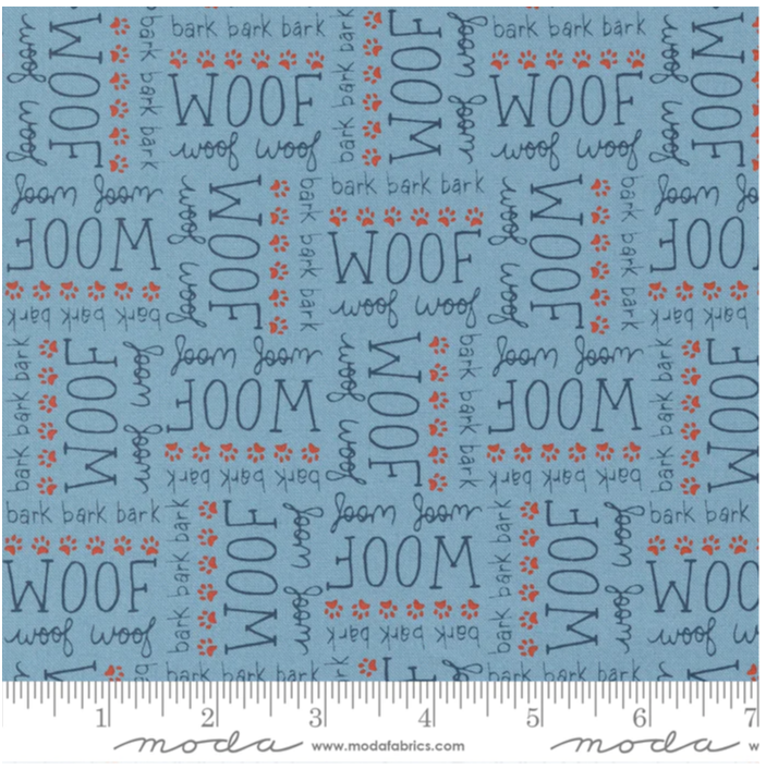 Dog Daze - Woof Words in Blue/Red