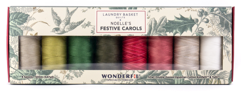 Laundry Basket Quilt Thread Box Set (Festive Carols Colourway)