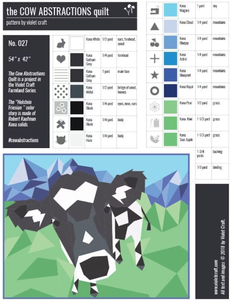 The Cow Abstractions Quilt Pattern - by Violet Craft Foundation Paper Piecing