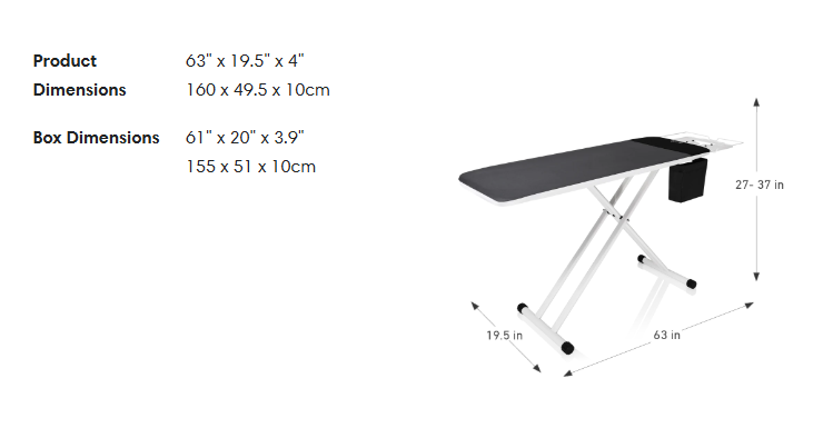 The Longboard 350LB Rectangular 52&quot; x 19.5&quot; Iron Board with Vera Foam Cover