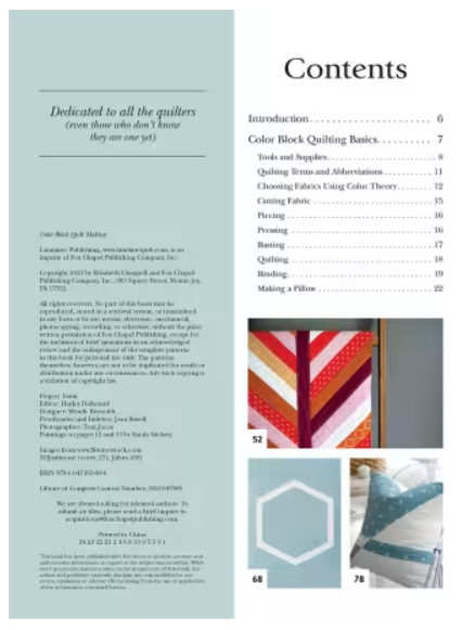 Color Block Quilt Making Book - 12 Quick Patterns