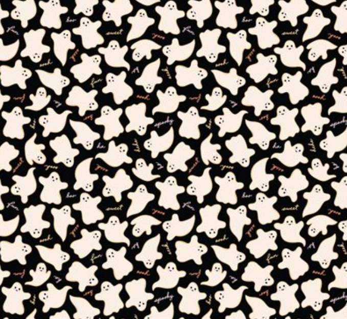 Sweet Tooth ~ Poppie Cotton - Black with Ghosts 724307