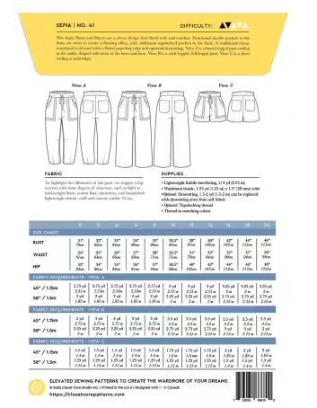Sepia Pants and Shorts Pattern