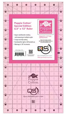 Quilters Select 6 x 12" Ruler - Pink Poppie Cotton Special Edition