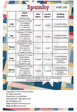 Spunky Quilt Pattern by A Bright Corner