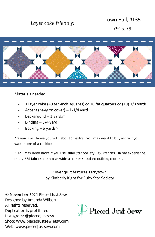 Town Hall Pattern by Pieced Just Sew