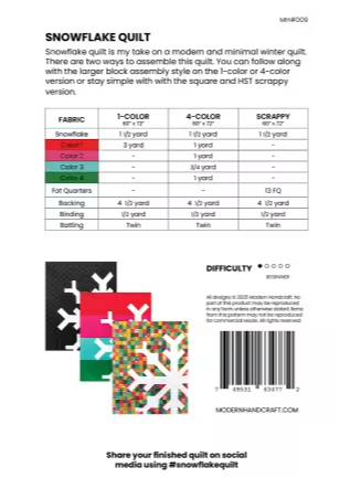 Snowflake Pattern by Modern Handcraft Quilts