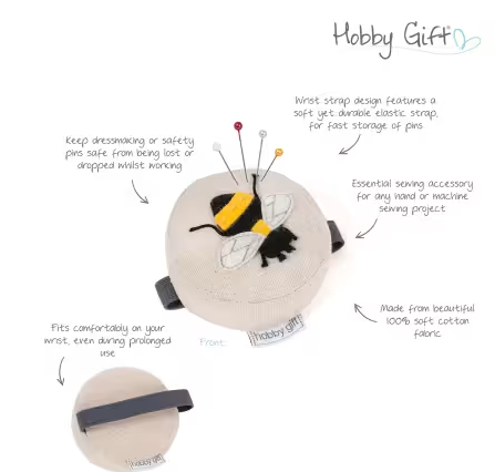 Wrist Pincushion - Bee Design