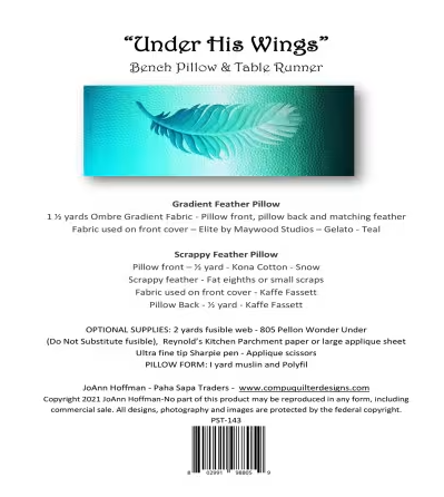 Under His Wings - Bench Pillow & Table Runner Pattern