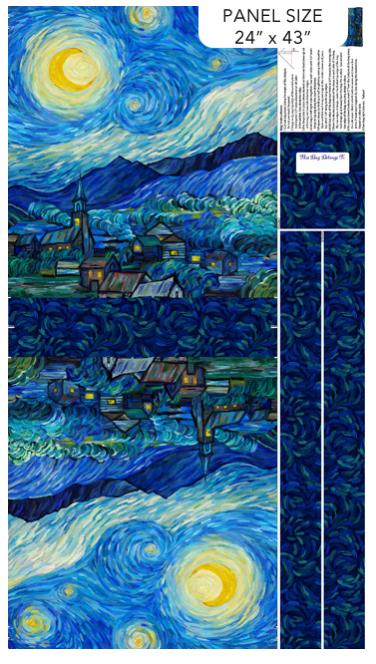 Starry Night - Bag Panel Dk Blue (Canvas Fabric)