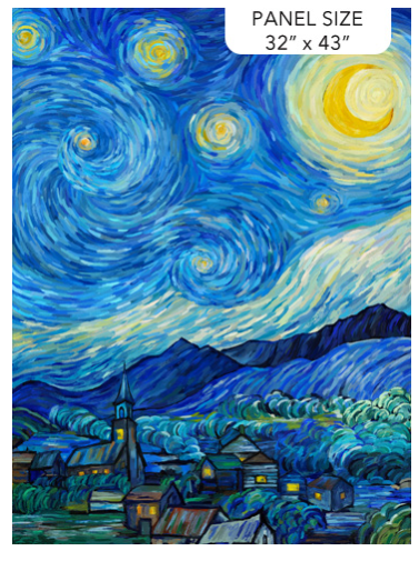 Starry Night - Panel Dk Blue