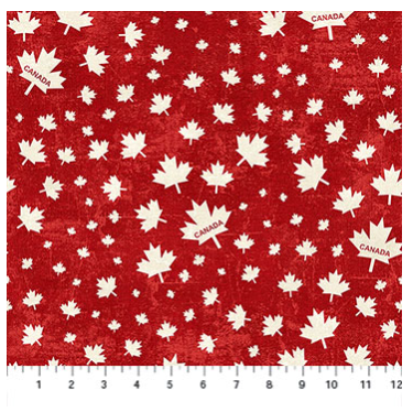 Northcott Canadian Classics 3 - Red with Cream Maple Leaves