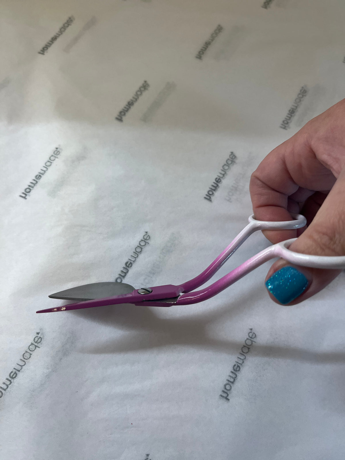 Duckbill  Scissors - with Homemade symbol in Pink