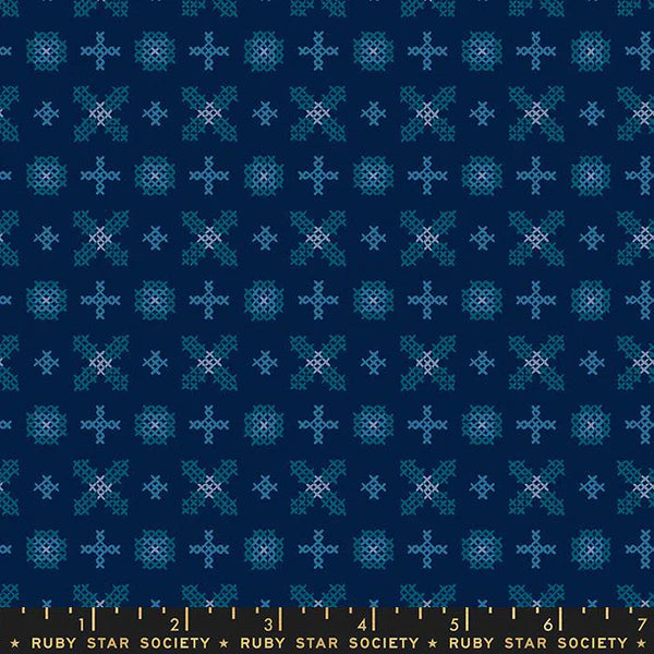 Ruby Star ~ Winterglow Collection - Cross Stitch in Navy