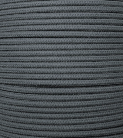 Braided Cotton Rope - Charcoal 1/4&quot; (6mm)