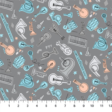 Band Practice by Carly Gledhill - Instruments on Gray - 90425-95