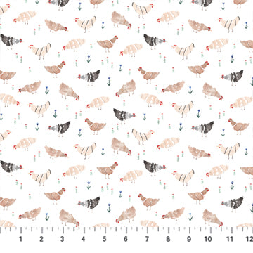 Wild West by Boccaccini Meadows - Chickens on White - 90432-10
