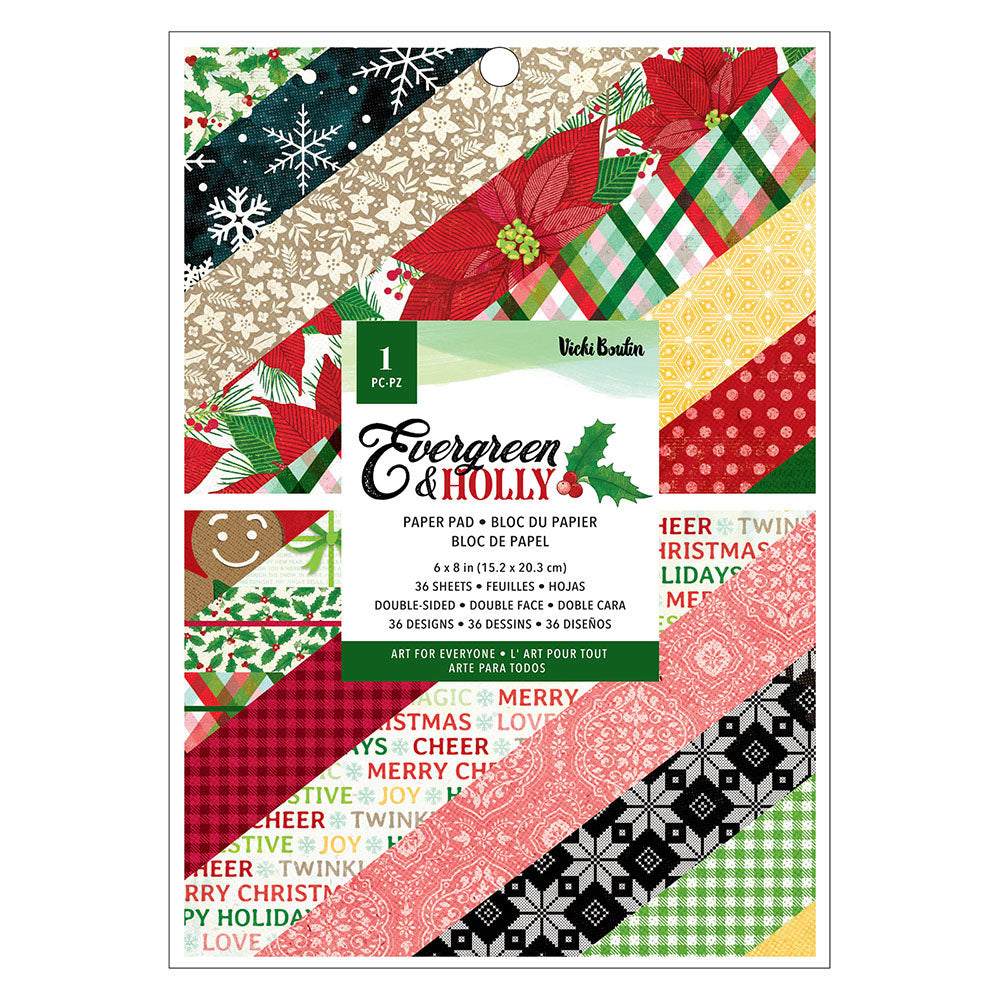 Vicki Boutin Evergreen and Holly Double-Sided Paper Pad 6X8 36/Pkg