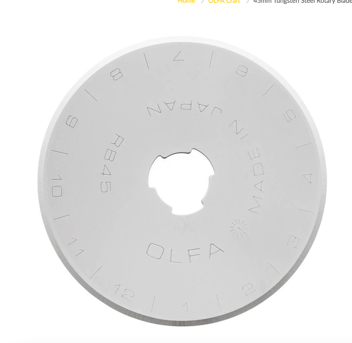 Rotary Blade Replacements 45mm - OLFA RB45-2 - Tungsten Tool Steel Rotary Blade 45mm - 2pc