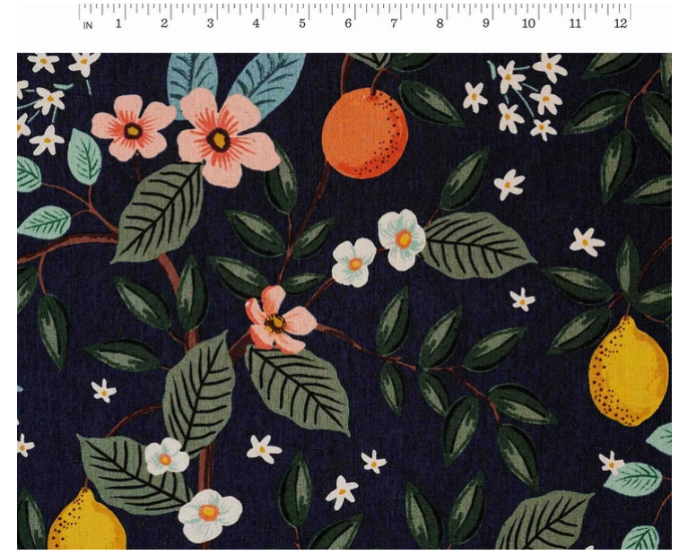 Bramble By Rifle Paper Co. for Cotton &amp; Steele - Navy Citrus Grove Canvas