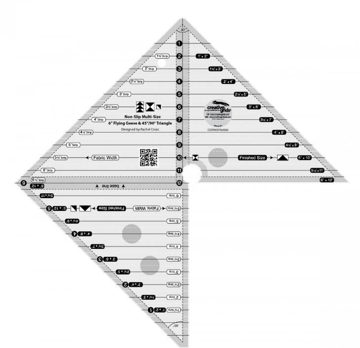 Creative Grids 6in Flying Geese &amp; 45 90 Degree Triangle Ruler