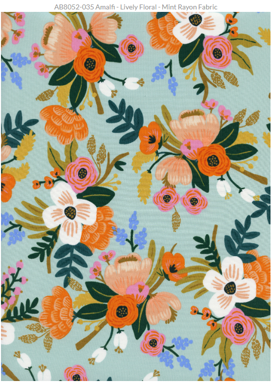 Amalfi By Rifle Paper Co - Lively Floral in Mint (Rayon Fabric) 38052-35