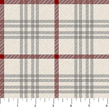 West Creek Wovens by Deborah Edwards for Northcott Studio - Grimsby Off White and Red - W23905-11